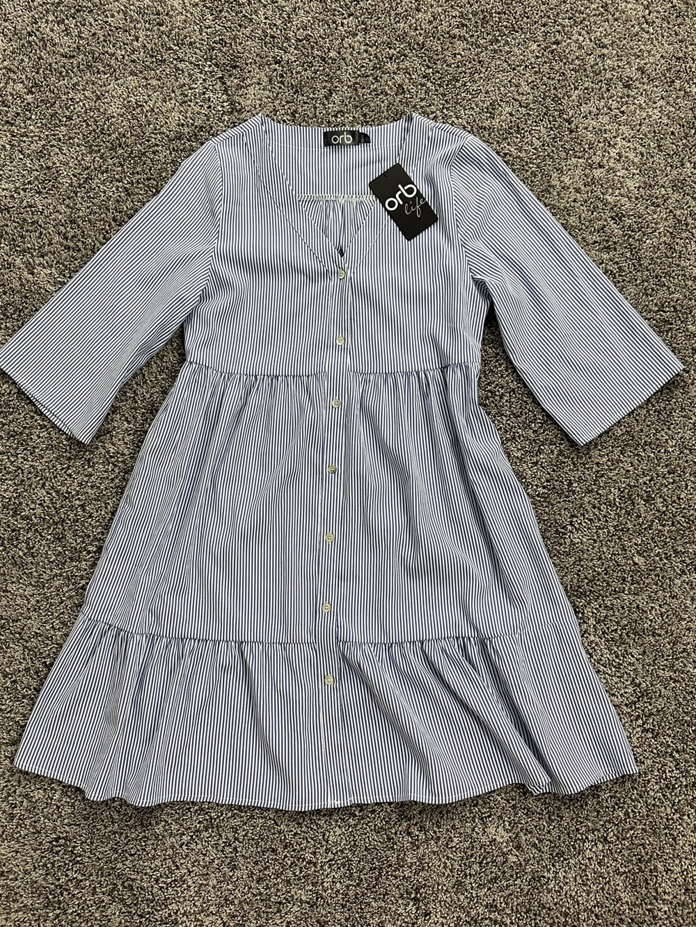 Orb Railroad Stripe Mini Dress (XS) - Picture 3 of 9